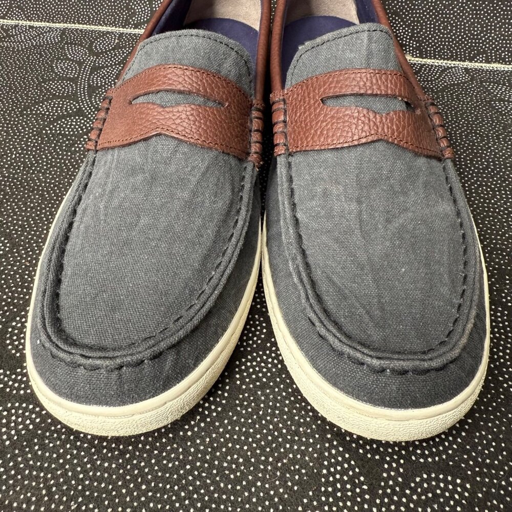 Cole Haan Mens Slip-On Loafers Size 12M Gray Canvas & Brown Leather - Picture 3 of 10